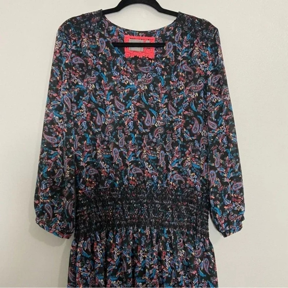 Anthropologie Vanessa Virginia Daytripper Paisley Floral Smocked Dropwaist Dress - Picture 3 of 15